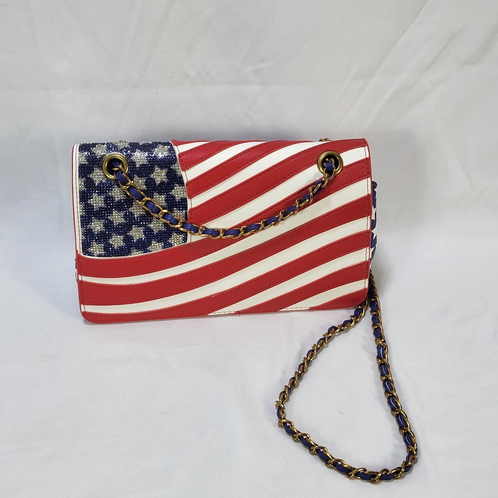 Betsy Johnson American Flag Patriotic Stars Stripes Shoulder Bag Crossbody